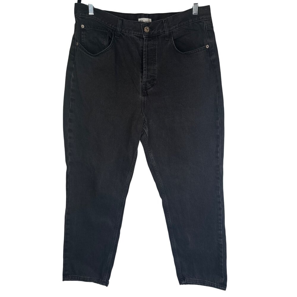 2/$30 ZARA Womens Size 14  Black Denim High-Rise Tapered Jeans